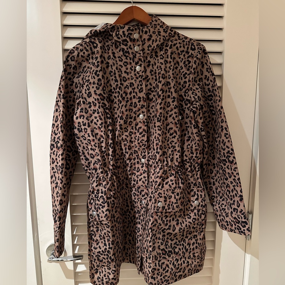 J Crew Leopard Print polyester rain jacket (size S)